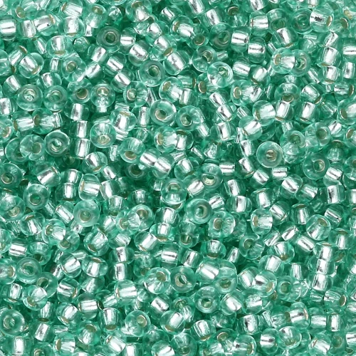 Rockery 11/0 2 mm - Solgel - Cristallo verde 2 tinta argento x20g