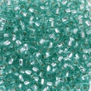 Preciosa rocaille 8/0 3 mm - Solgel - Green 2 Dyed Crystal Silver Lined x20 g