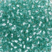 Preciosa rocaille 8/0 3 mm - Solgel - Green 2 Dyed Crystal Silver Lined x20 g