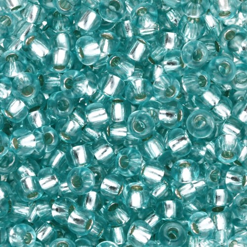 Preciosa rocaille 8/0 3 mm - Solgel - Cristallo tinto blu-verde con rivestimento argentato x 20 g