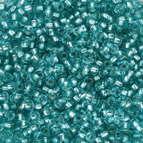 Rockery 11/0 2 mm - Solgel - Cristallo verde 3 tinto foderato d'argento x20g