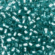 Preciosa rocaille 8/0 3 mm - Solgel - Green 3, cristallo tinto con rivestimento argentato x 20 g