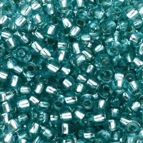 Preciosa rocaille 8/0 3 mm - Solgel - Green 3, cristallo tinto con rivestimento argentato x 20 g