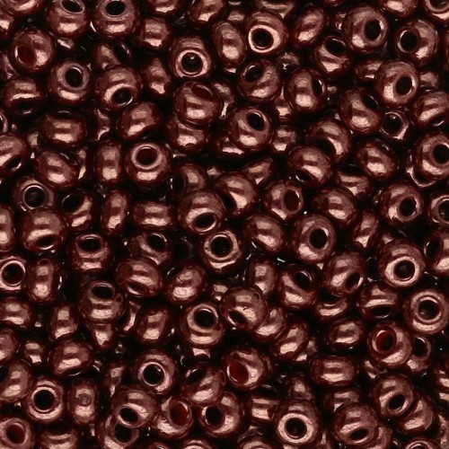 Preciosa Perla rocailles 8/0 - 3 mm - Rosso corallo opaco con lucentezza lilla x 20 g