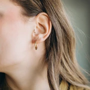 Orecchini a cerchio tondo ritorto 21 mm - filo 2,3 mm - acciaio inossidabile 304L Dorato x2