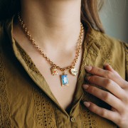 Ciondolo a cuore irregolare martellato da 18 mm - acciaio inossidabile 304L Dorato x1