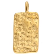 Pendente rettangolare 28x13mm con simboli di strass - Acciaio inossidabile 304 Dorato - Multicolore