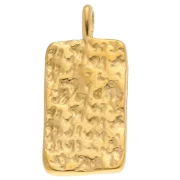 Pendente rettangolare 28x13mm con simboli di strass - Acciaio inossidabile 304 Dorato - Multicolore