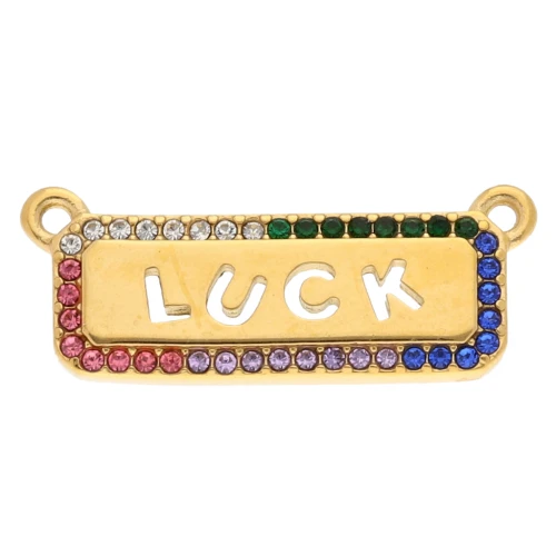 Pendente rettangolare 2 anelli 11x29 mm - Fortuna - Acciaio inossidabile 304 Dorato - Multicolore