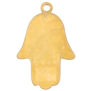 Pendente a forma di mano di Fatma 21,5x14 mm con occhio epossidico - Acciaio inossidabile 304L Dorato - Blu