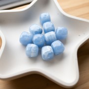 Perle cubiche irregolari 16x17 mm - Acrilico opaco - Azzurro marmorizzato x10