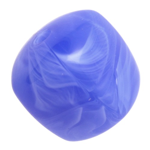 Perle irregolari a forma di cubo 16x17 mm - Acrilico opaco - Blu reale marmorizzato x10