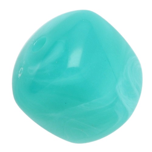 Perle cubiche irregolari 16x17 mm - Acrilico opaco - Blu turchese marmorizzato x10