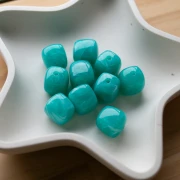 Perle cubiche irregolari 16x17 mm - Acrilico opaco - Blu turchese marmorizzato x10