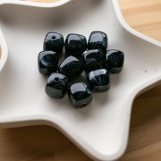 Perle cubiche irregolari 16x17 mm - Acrilico opaco - Nero marmorizzato x10