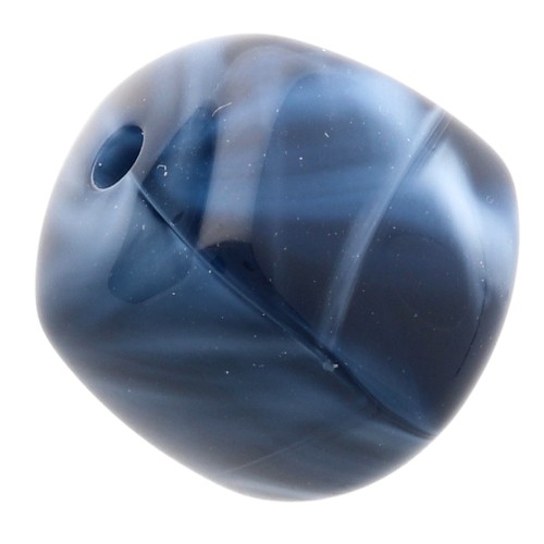 Perle irregolari a forma di cubo 16x17 mm - Acrilico opaco - Blu navy marmorizzato x10