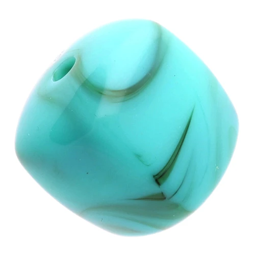 Perle irregolari a forma di cubo 16x17 mm - Acrilico opaco marrone turchese marmorizzato x10