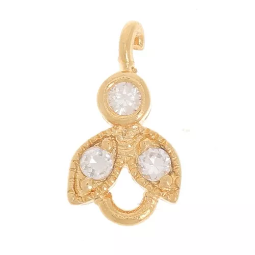 Ciondolo fiore con strass 10 mm dorato HQ x1