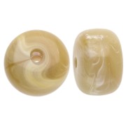 Perle rotonde a fori larghi 14,5x9 mm in acrilico opaco beige scuro marmorizzato x20|raw }}
