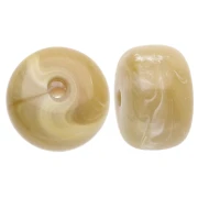 Perle rotonde a fori larghi 14,5x9 mm in acrilico opaco beige scuro marmorizzato x20