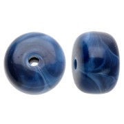 Perle rotonde a fori grandi 14,5x9 mm in acrilico opaco marmorizzato blu navy x20