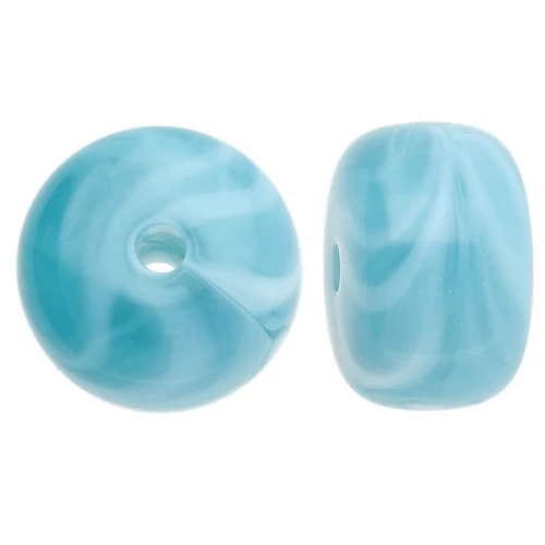 Perla tonda fori grandi 14,5x9 mm in acrilico opaco blu marmorizzato anatra x20