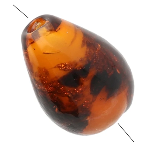 Perle di vetro 15x11 mm - Marrone marmorizzato - Brillantini x4