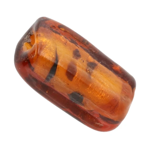 Perle di vetro rettangolari 19,5x10 mm - Marrone marmorizzato - Brillantini dorati x4