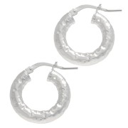 Orecchini a cerchio martellato 18 mm - Filo 4 mm - Argento 925 x2
