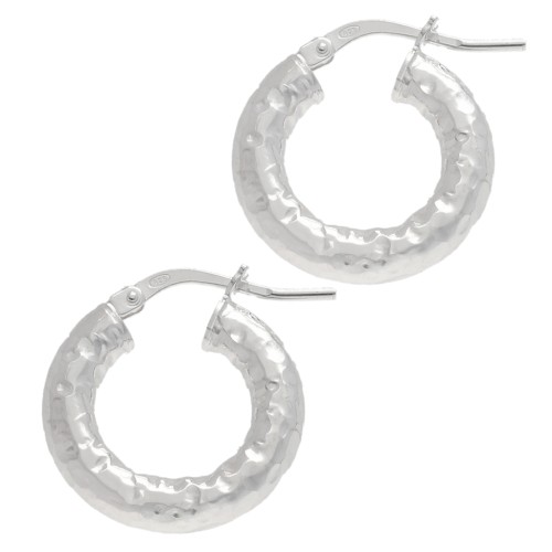 Orecchini a cerchio martellato 18 mm - Filo 4 mm - Argento 925 x2
