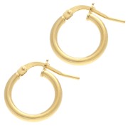 Orecchini a cerchio tondi 14 mm - Filo 2 mm - Argento 925 Dorato x2|raw }}