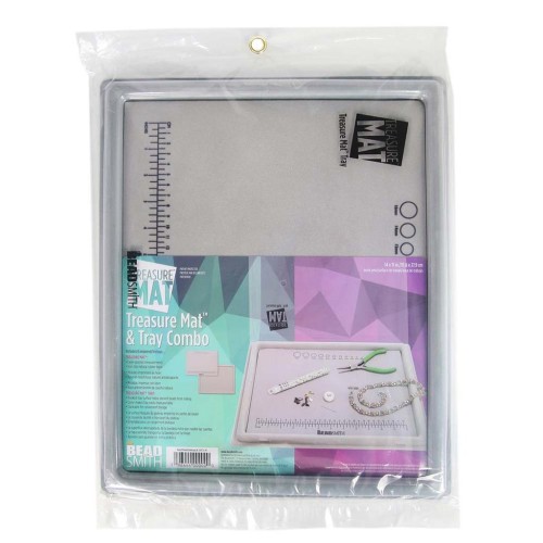 Vassoio e tappetino per perline 40x33 cm e coperchio trasparente - Grigio x1