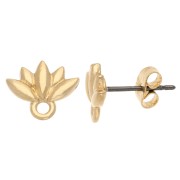 Orecchini perno con fiore di loto 10x11 mm - Dorato con oro fino x2
