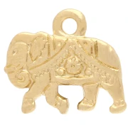 Ciondolo elefante 12x14 mm - Dorato con oro fino x1