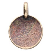 Ciondolo rotondo da 12 mm - motivo fiore di loto - Bronzo x1