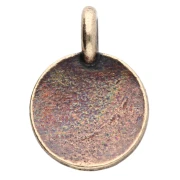 Ciondolo rotondo da 12 mm - motivo fiore di loto - Bronzo x1