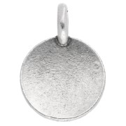 Ciondolo rotondo da 12 mm - Motivo fiore di loto - Placcatura in argento antico x1