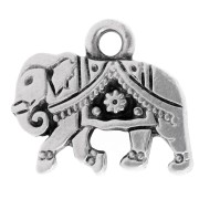Ciondolo Elefante 12x14 mm - Placcatura in argento fino invecchiato x1