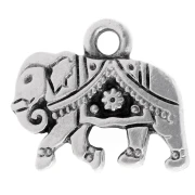 Ciondolo Elefante 12x14 mm - Placcatura in argento fino invecchiato x1