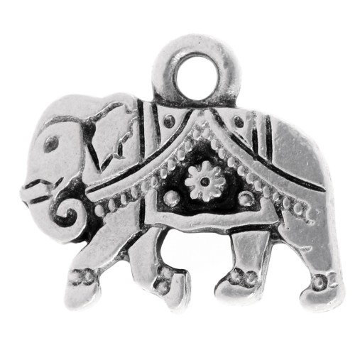 Ciondolo Elefante 12x14 mm - Placcatura in argento fino invecchiato x1