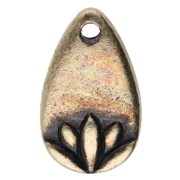 Ciondolo a goccia 13x8 mm - motivo fiore di loto - Bronzo x1