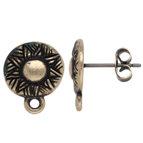 Orecchini etnici tondi irregolari 12 mm - Bronzo x2