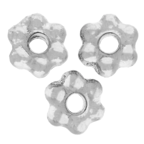 Perle rondelle a fiore 3 mm - Argento placcato x20