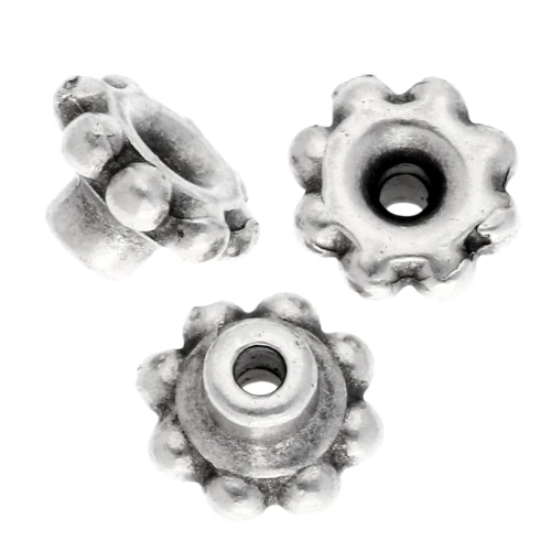 Perle di precisione a fiore rondelles 5mm Perle allineate - impiallacciatura fine Arg vecchio x5