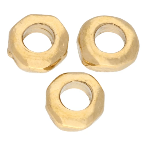 Perle rondelle irregolari 5 mm - foro grande - Dorato con oro fino x5