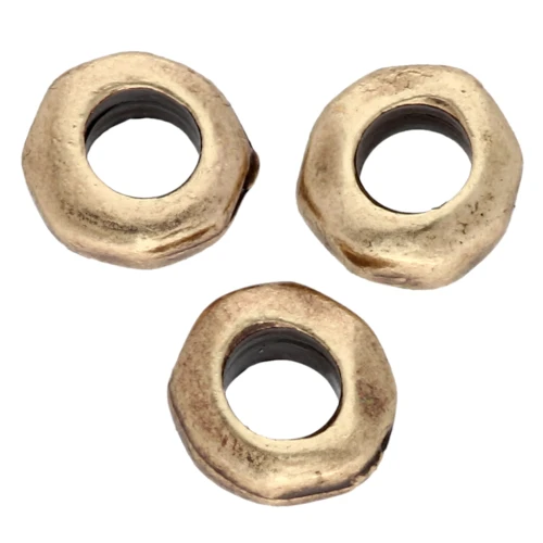 Perle rondelle irregolari 5 mm - foro grande - Bronzo x5