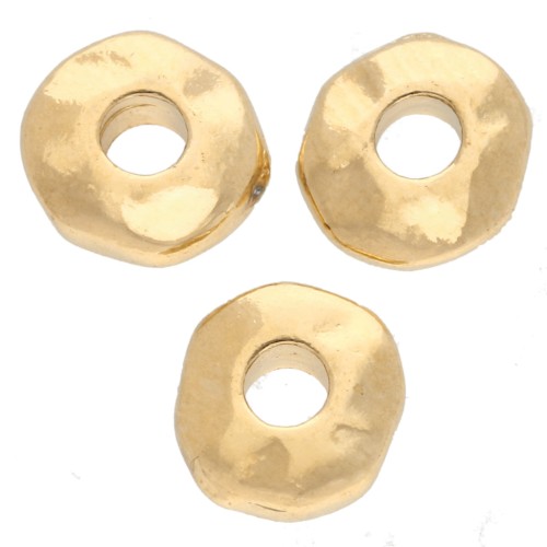 Perle a rondelle irregolari 6,5 mm - foro grande - Dorato con oro fino x5