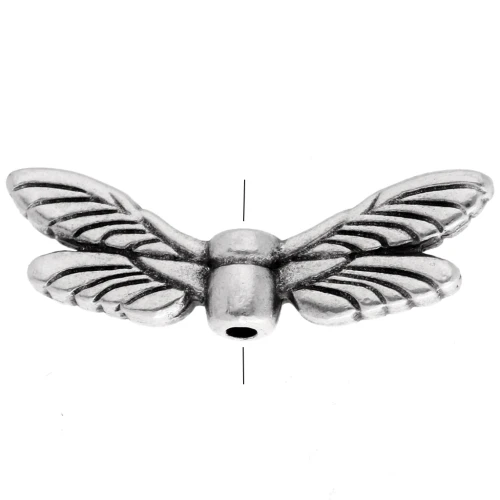 Perla ali di libellula 7x20 mm - Impiallacciatura in argento invecchiato x1