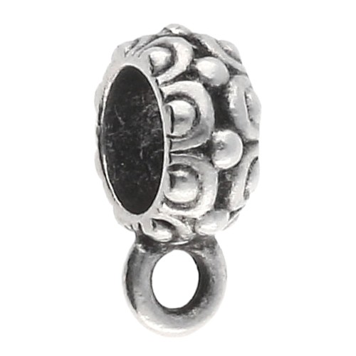 Passante testurizzato per cordino da 6 mm - Placcatura argento antico x1