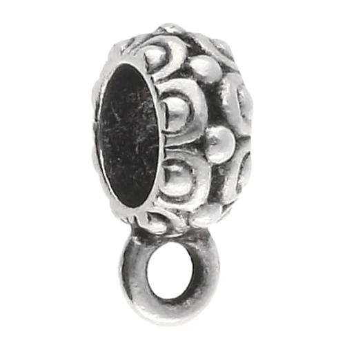 Passante testurizzato per cordino da 6 mm - Placcatura argento antico x1